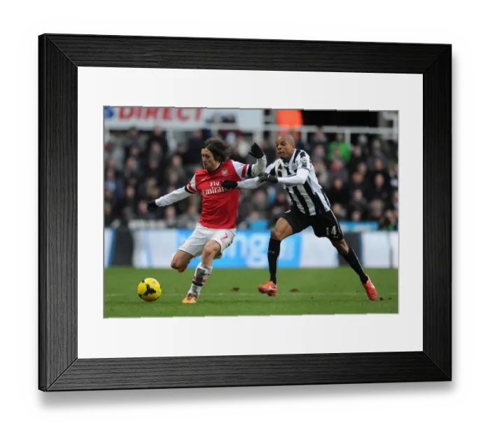 Framed Print : Clash of Midfielders: Rosicky vs. Remy in Newcastle v Arsenal Premier League Showdown