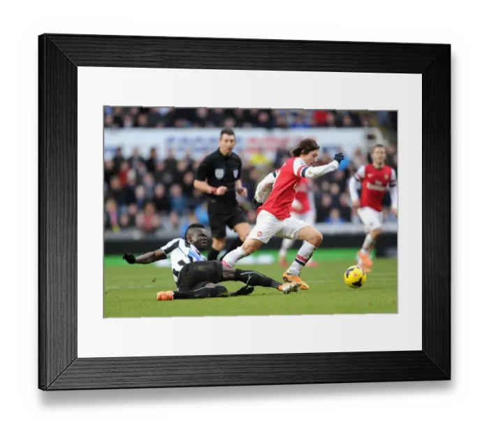 Framed Print : Clash of Midfield Titans: Rosicky vs. Tiote (Newcastle vs. Arsenal, 2013-14)
