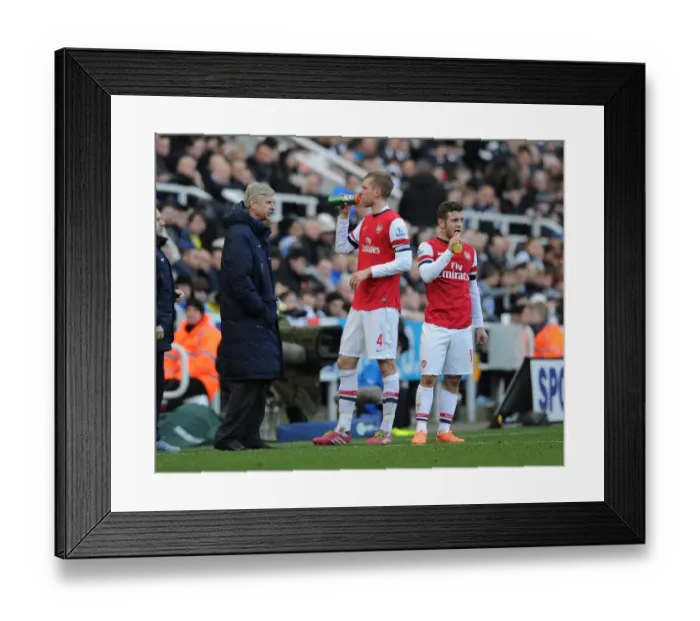 Framed Print : Arsene Wenger Gives Instructions to Jack Wilshere and Per Mertesacker during Newcastle United vs Arsenal (2013-14)