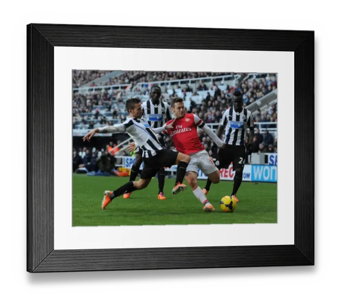 Framed Print : Clash of Midfield Titans: Wilshere vs Cabaye, Sissoko, and Tiote (Newcastle v Arsenal, 2013-14)