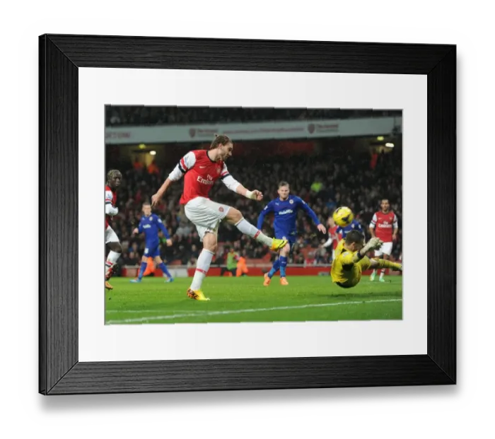 Framed Print : Nicklas Bendtner Scores First Goal: Arsenal vs. Cardiff City, Premier League 2013-14 Framed Print : Nicklas Bendtner Scores First Goal: Arsenal vs. Cardiff City, Premier League 2013-14