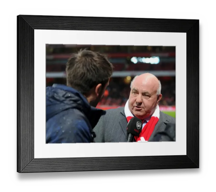 Framed Print : Former Arsenal player David Court is interviewed at half time. Arsenal 2: 0 Cardiff City