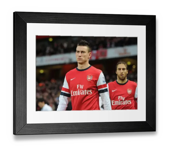 Framed Print : Arsenal's Laurent Koscielny Before Arsenal v Cardiff City, Premier League 2013-14
