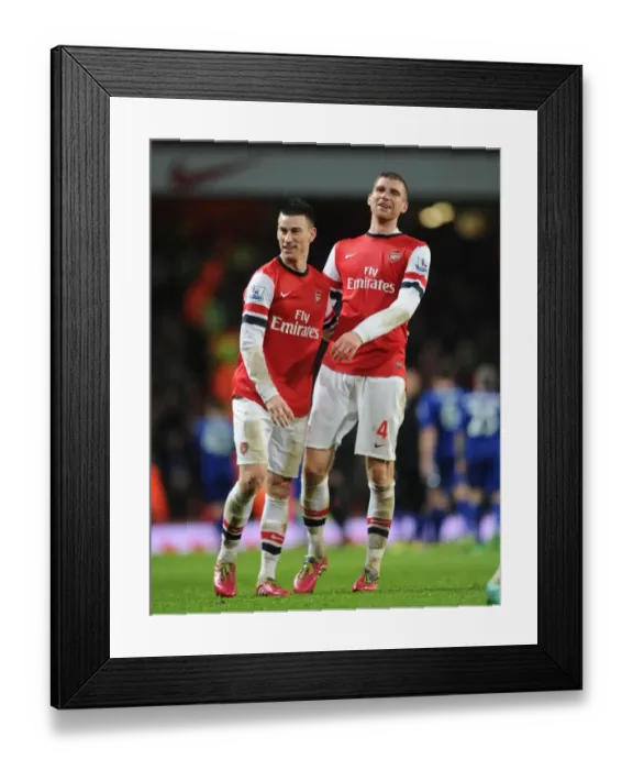 Framed Print : Arsenal's Koscielny and Mertesacker Celebrate Victory Over Cardiff City