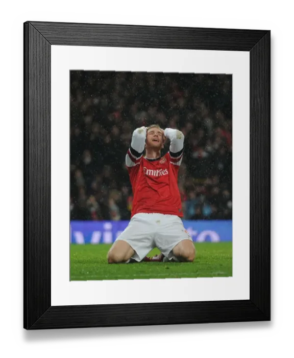 Framed Print : Per Mertesacker's Missed Header: Arsenal vs. Cardiff City, Premier League