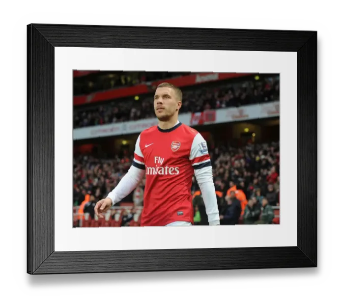 Framed Print : Lukas Podolski: Arsenal's Ready-to-Go Striker Against Cardiff City (2013-14)