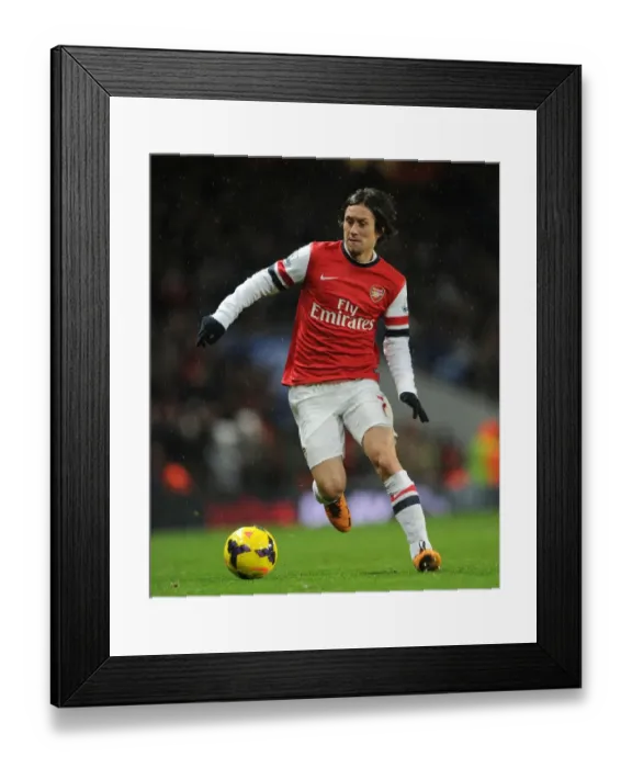 Framed Print : Tomas Rosicky: Arsenal's Premier League Battle - Arsenal v Cardiff City (2013-14)