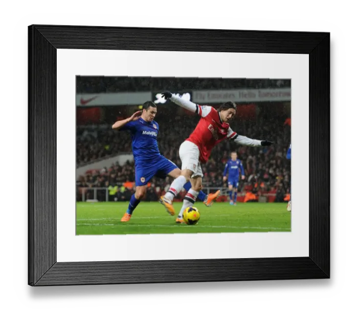 Framed Print : Arsenal vs. Cardiff: Rosicky vs. Cowie in Intense Premier League Clash Framed Print : Arsenal vs. Cardiff: Rosicky vs. Cowie in Intense Premier League Clash