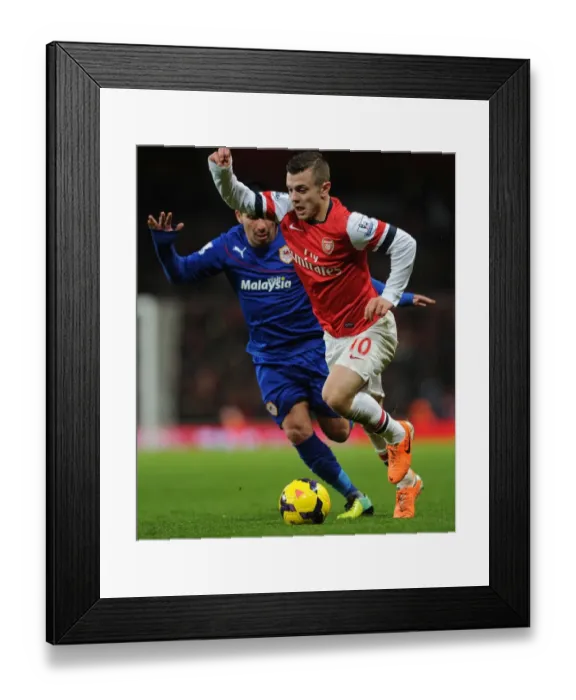 Framed Print : Jack Wilshere: In Action for Arsenal Against Cardiff City (2013-14)