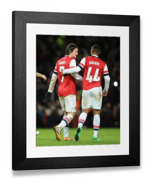 Framed Print : Arsenal: Rosicky and Gnabry in Deep Conversation Amidst FA Cup Rivalry (Arsenal v Tottenham Hotspur, 2013-14)
