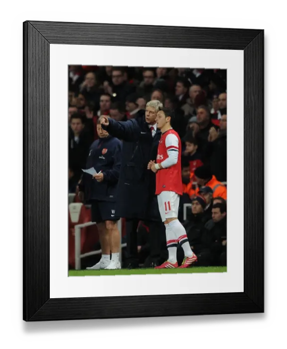 Framed Print : Arsene Wenger Guides Mesut Ozil During Arsenal's FA Cup Clash Against Tottenham, 2013-14