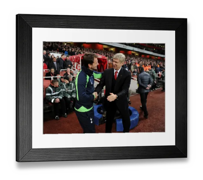 Framed Print : Arsene Wenger and Tim Sherwood: Pre-Match Handshake at the FA Cup Third Round between Arsenal and Tottenham, 2014