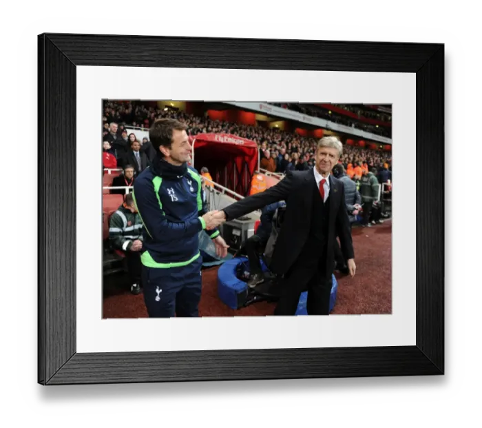 Framed Print : Arsene Wenger and Tim Sherwood: United in Pre-Match Handshake at FA Cup Third Round between Arsenal and Tottenham, 2014
