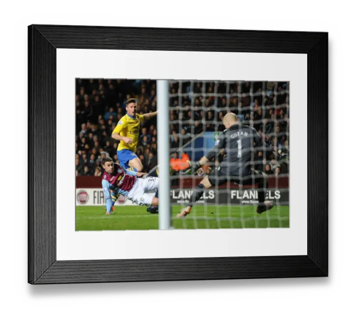 Framed Print : Olivier Giroud Scores Arsenal's Second Goal Against Aston Villa (2013-14 Premier League)