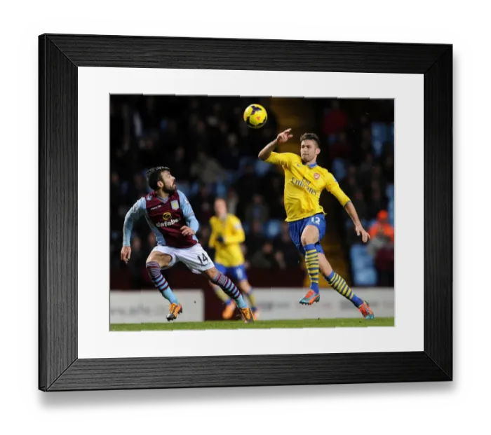 Framed Print : Olivier Giroud Faces Pressure from Antonio Luna in Aston Villa vs. Arsenal Premier League Clash Framed Print : Olivier Giroud Faces Pressure from Antonio Luna in Aston Villa vs. Arsenal Premier League Clash