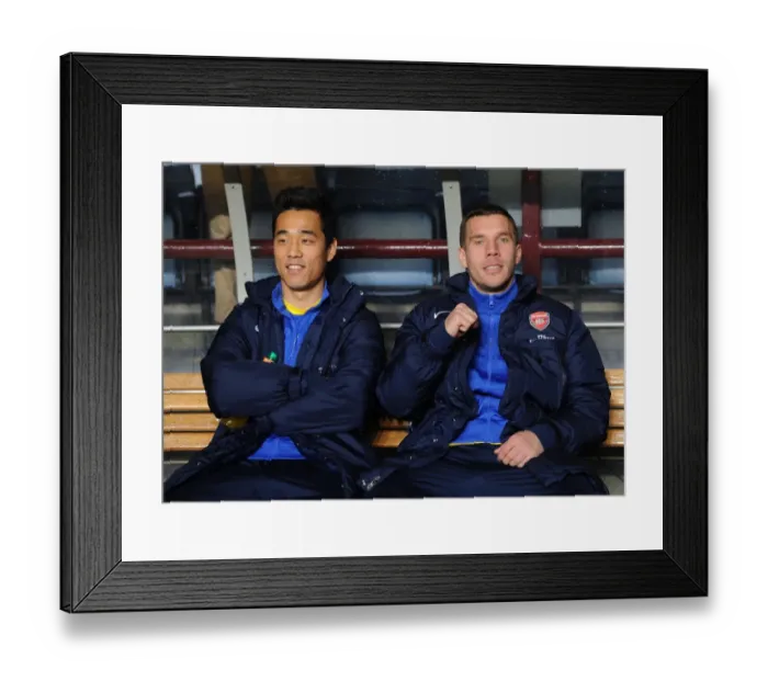 Framed Print : Arsenal Forwards Park and Podolski Focused Before Aston Villa Showdown, 2014 Premier League Framed Print : Arsenal Forwards Park and Podolski Focused Before Aston Villa Showdown, 2014 Premier League