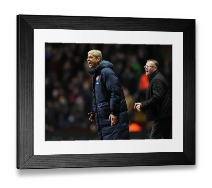 Framed Print : Arsene Wenger and Arsenal Take on Aston Villa in Premier League Clash (January 2014)