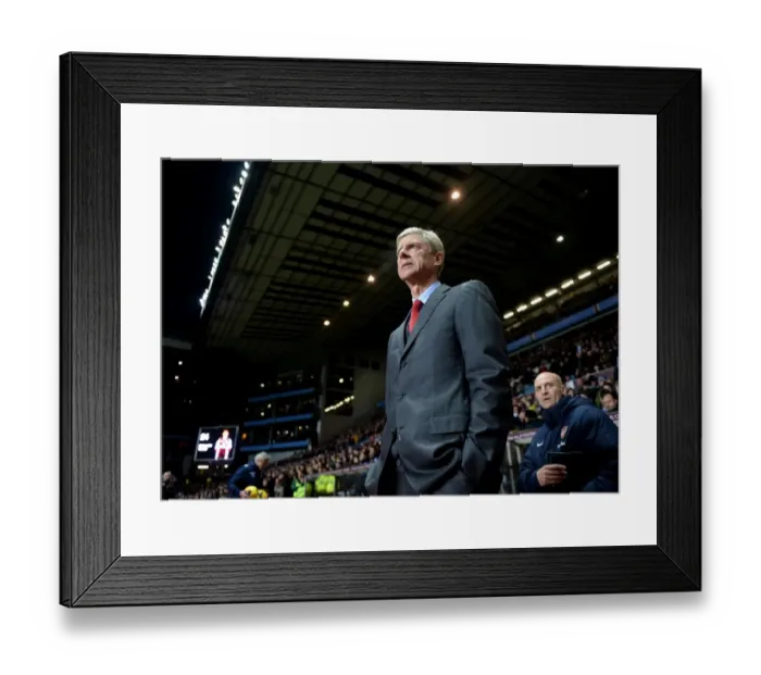 Framed Print : Arsene Wenger: Intense Focus at Aston Villa vs Arsenal, Premier League 2013-14