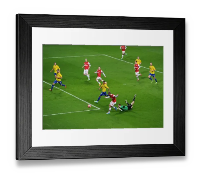 Framed Print : Lukas Podolski Scores Stunner Past Joe Murphy in Arsenal's FA Cup Victory