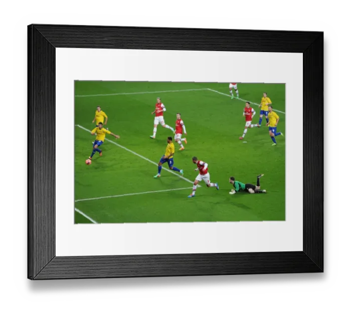 Framed Print : Lukas Podolski's Dramatic Goal: Arsenal's FA Cup Victory Over Coventry City (2014) - Outmaneuvering Joe Murphy