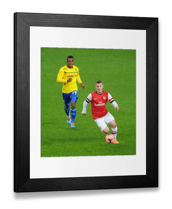 Framed Print : Jack Wilshere Outruns Franck Moussa: Arsenal vs Coventry City FA Cup Fourth Round