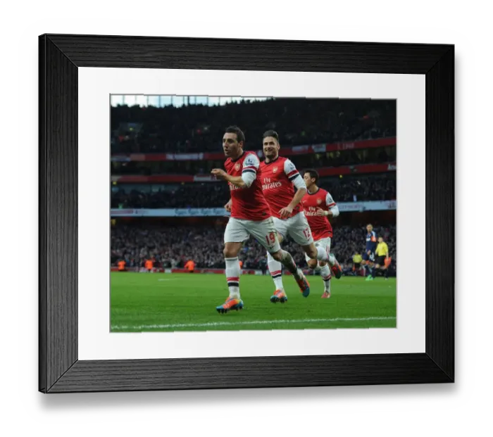 Framed Print : Cazorla and Giroud Celebrate Arsenal's First Goal vs Fulham (2013-14) Framed Print : Cazorla and Giroud Celebrate Arsenal's First Goal vs Fulham (2013-14)