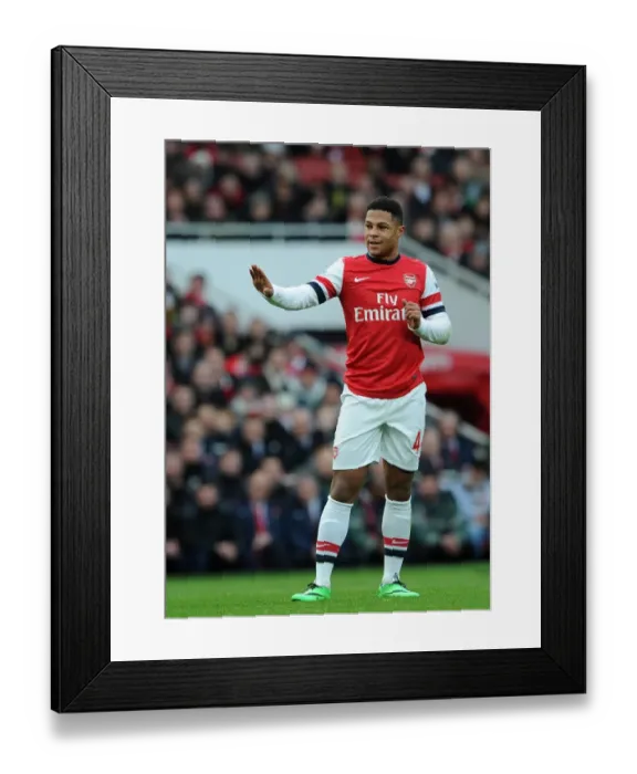 Framed Print : Serge Gnabry Scores in Arsenal's 2-0 Victory over Fulham, Barclays Premier League, Emirates Stadium (January 18, 2014)
