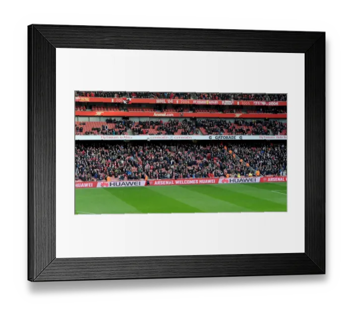 Framed Print : Huawei ad boards. Arsenal 2: 0 Fulham. Barclays Premier League. Emirates Stadium, 18  /  1  /  14