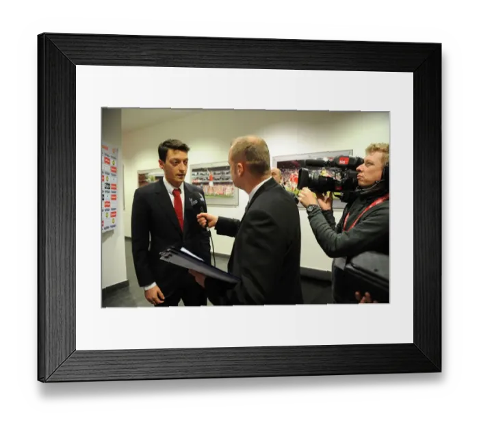 Framed Print : Mesut Ozil: Arsenal Star's Pre-Match Interview Before Arsenal vs Fulham (2013-14) Framed Print : Mesut Ozil: Arsenal Star's Pre-Match Interview Before Arsenal vs Fulham (2013-14)