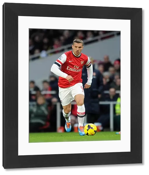 Lukas Podolski (Arsenal). Arsenal 2: 0 Fulham. Barclays Premier League. Emirates Stadium, 18  /  1  /  14