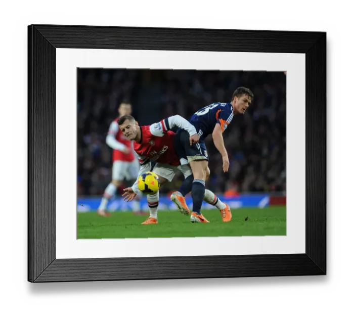 Framed Print : Arsenal vs Fulham: Wilshere vs Parker's Intense Battle in the Premier League
