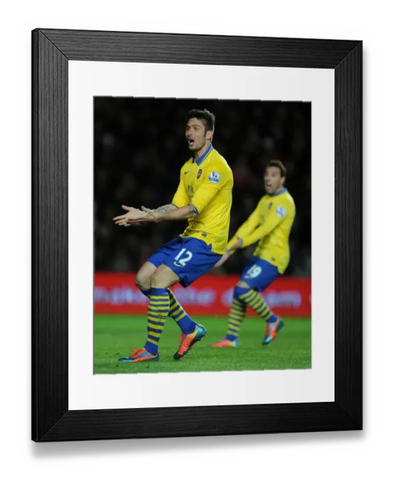 Framed Print : Arsenal's Giroud and Cazorla in Action against Southampton (2013-14)