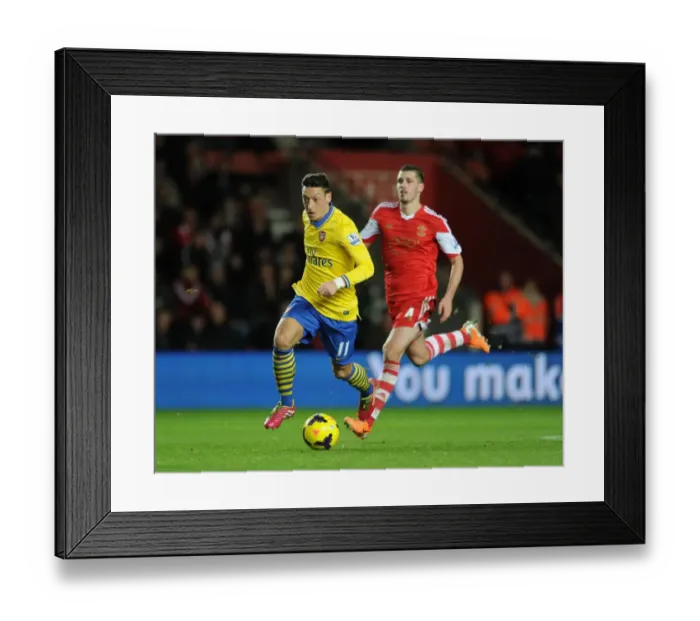 Framed Print : Clash of Midfield Masters: Ozil vs. Schneiderlin, Arsenal vs. Southampton, 2013-14