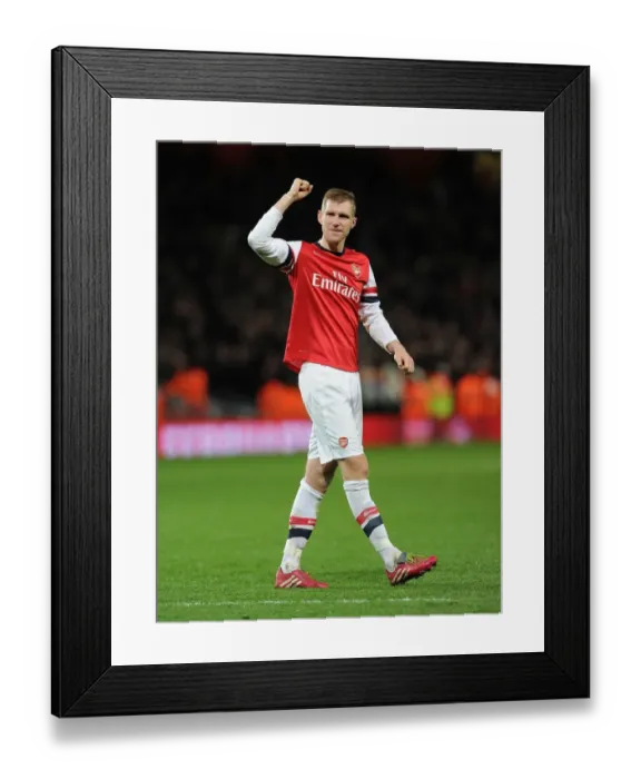 Framed Print : Per Mertesacker Celebrates Arsenal's Victory Over Crystal Palace in the Premier League