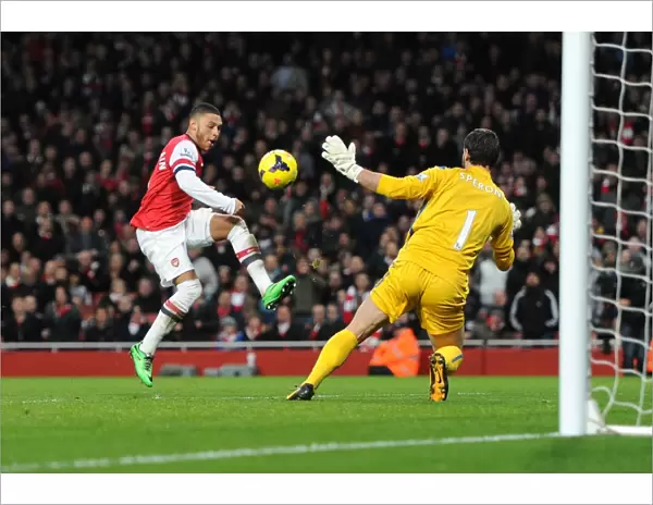 Alex Oxlade-Chamberlain Scores the Winning Goal: Arsenal vs. Crystal Palace, Premier League 2013-14 - Oxlade-Chamberlain's Thrilling Game-Winner at Emirates Stadium
