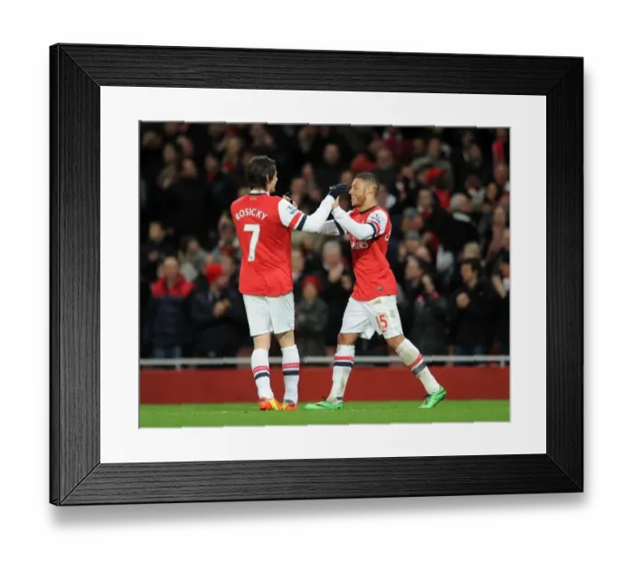 Framed Print : Alex Oxlade-Chamberlain and Tomas Rosicky Celebrate Arsenal's Second Goal vs Crystal Palace (2013-14)