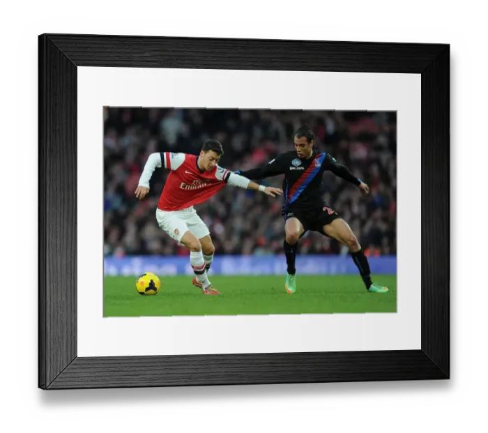 Framed Print : Intense Rivalry: Ozil vs Chamakh Battle at Arsenal vs Crystal Palace (2013-14) Framed Print : Intense Rivalry: Ozil vs Chamakh Battle at Arsenal vs Crystal Palace (2013-14)