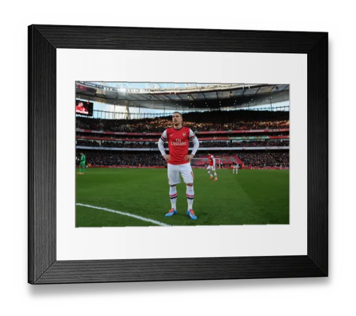 Framed Print : Lukas Podolski: Arsenal's Star Striker in Action Against Crystal Palace, Premier League 2013-14