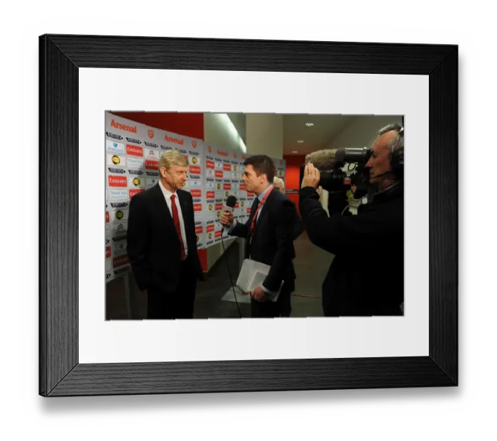 Framed Print : Arsene Wenger: Arsenal Manager's Pre-Match Interview Before Arsenal vs Crystal Palace (2013-14)
