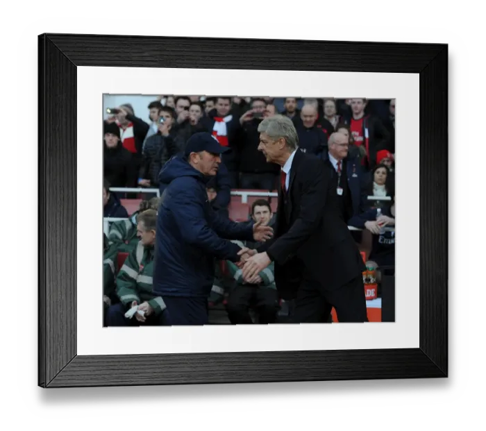 Framed Print : Arsene Wenger and Tony Pulis: A Pre-Match Handshake Between Arsenal and Crystal Palace Managers (2013-14)