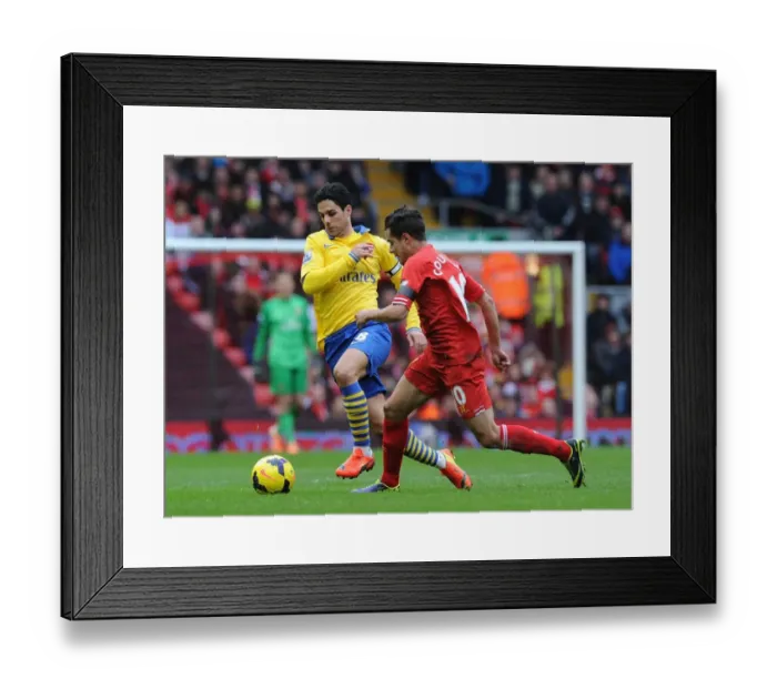 Framed Print : Mikel Arteta vs. Philippe Coutinho: Intense Battle at Anfield (Liverpool v Arsenal, Premier League, 2013-14) Framed Print : Mikel Arteta vs. Philippe Coutinho: Intense Battle at Anfield (Liverpool v Arsenal, Premier League, 2013-14)