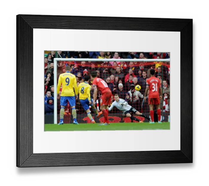Framed Print : Mikel Arteta Scores Penalty Past Simon Mignolet: Liverpool vs Arsenal, Premier League 2013-14 Framed Print : Mikel Arteta Scores Penalty Past Simon Mignolet: Liverpool vs Arsenal, Premier League 2013-14