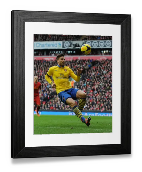 Framed Print : Olivier Giroud Faces Liverpool: Arsenal vs Liverpool, Premier League 2013-14 Framed Print : Olivier Giroud Faces Liverpool: Arsenal vs Liverpool, Premier League 2013-14