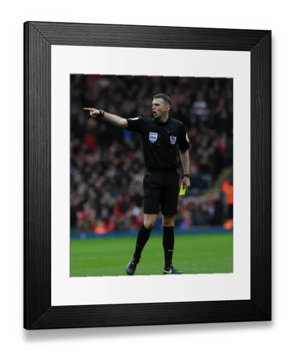 Framed Print : Michael Oliver Referees Liverpool vs Arsenal, Premier League 2013-14