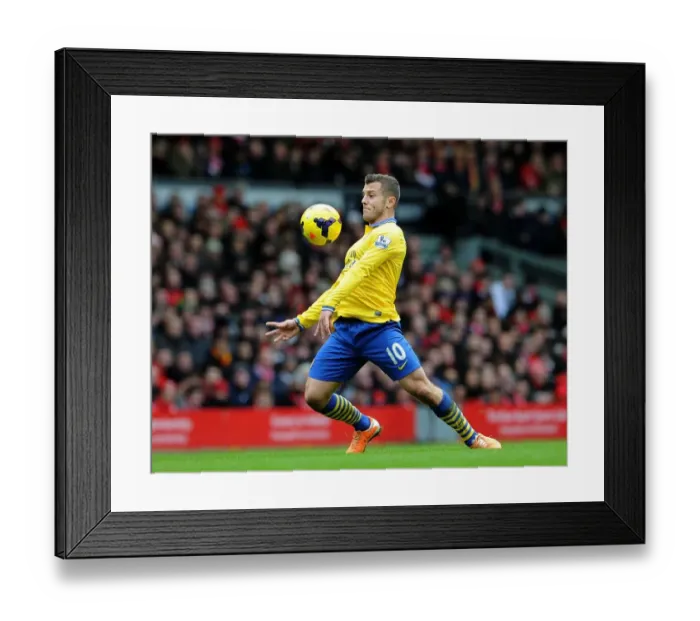 Framed Print : Jack Wilshere: Arsenal Star in Action Against Liverpool, Premier League 2013-14