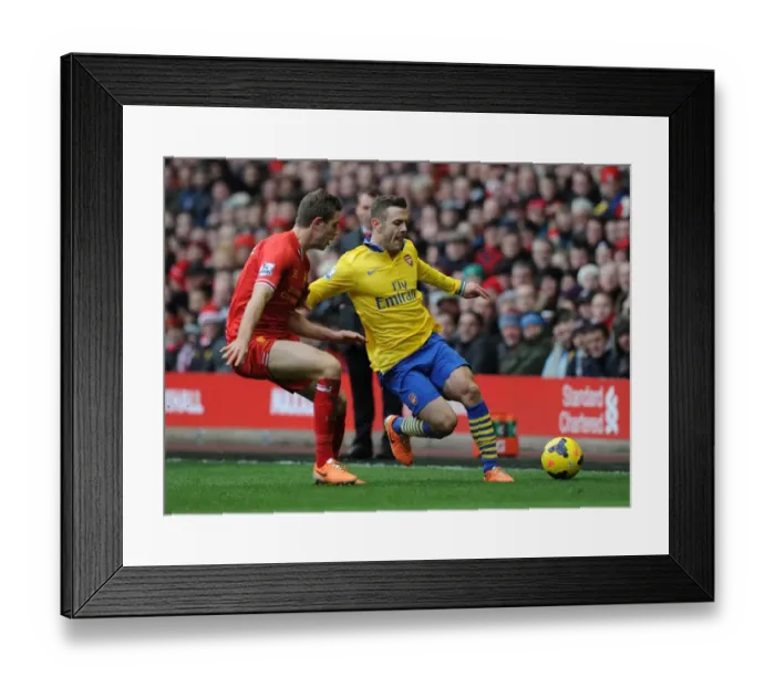 Framed Print : Jack Wilshere vs. Jordan Henderson: Battle in the Midfield - Liverpool vs. Arsenal, Premier League 2013-14 Framed Print : Jack Wilshere vs. Jordan Henderson: Battle in the Midfield - Liverpool vs. Arsenal, Premier League 2013-14