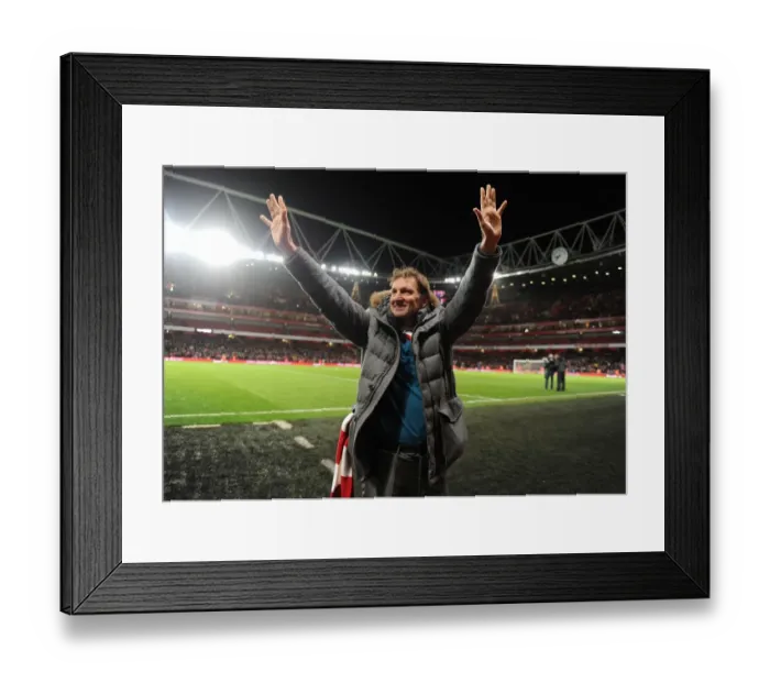 Framed Print : Tony Adams Waves to Arsenal Fans at Half Time against Manchester United, 2014