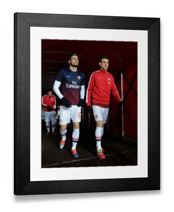 Framed Print : Olivier Giroud and Laurent Koscielny (Arsenal) go out to warm up. Arsenal 0: 0 Manchester United Framed Print : Olivier Giroud and Laurent Koscielny (Arsenal) go out to warm up. Arsenal 0: 0 Manchester United