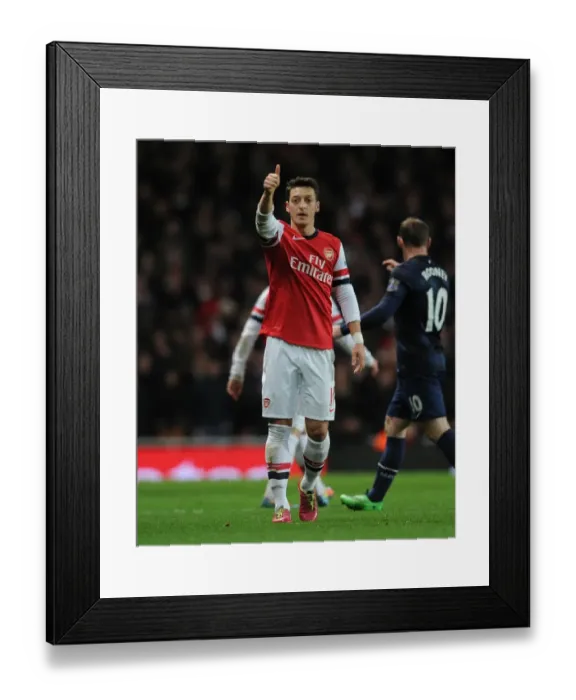 Framed Print : Mesut Ozil in Action: Arsenal vs Manchester United, Premier League 2013-14