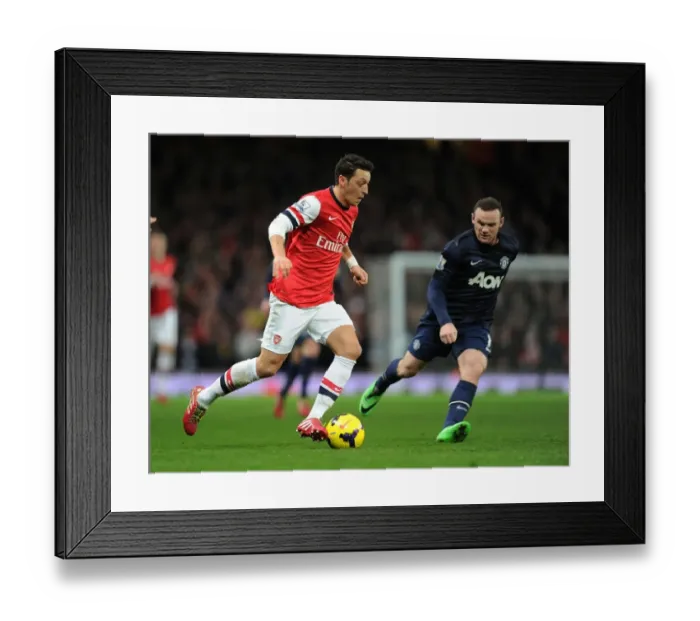 Framed Print : Mesut Ozil Outsmarts Wayne Rooney: Arsenal's Masterclass vs Manchester United, Premier League 2013-14 Framed Print : Mesut Ozil Outsmarts Wayne Rooney: Arsenal's Masterclass vs Manchester United, Premier League 2013-14